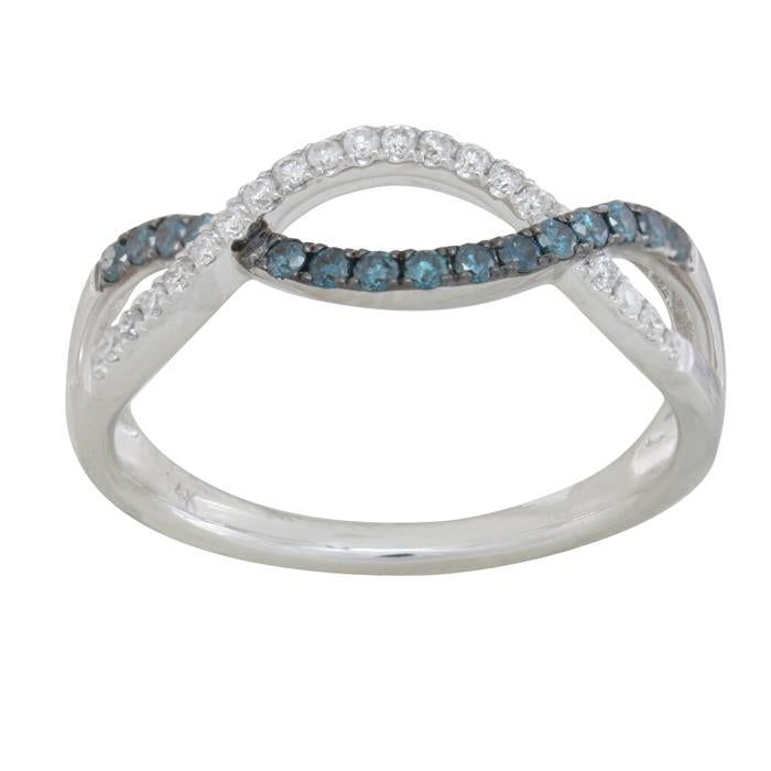 Blue and White Diamond Ring 0.43cttw 14kt Gold
