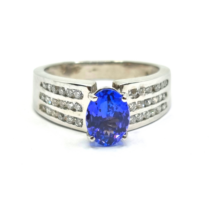 Tanzanite 1.25ct Ring with 0.70ct Diamonds in 14kt Gold