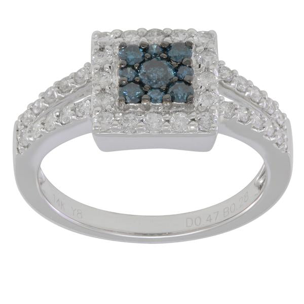 Blue and White Diamond Ring 0.77cttw 14kt Gold