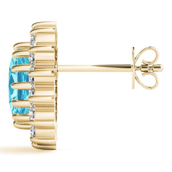 Blue Topaz 1.00ct & Diamond 0.67ct Earrings - 14kt Gold