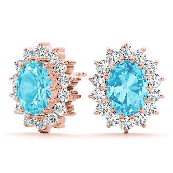 Blue Topaz 2.70ct & Diamond 0.68ct Earrings - 14kt Gold