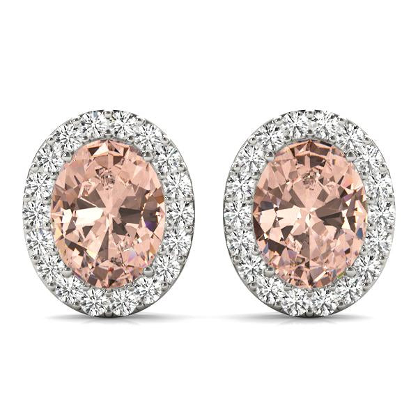 Morganite 1.00ct & Diamond 0.36ct Earrings - 14kt Gold