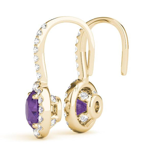 Amethyst 0.56ct & Diamond 0.39ct Earrings - 14kt Gold