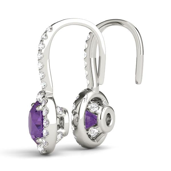 Amethyst 1.15ct & Diamond 0.36ct Earrings - 14kt Gold