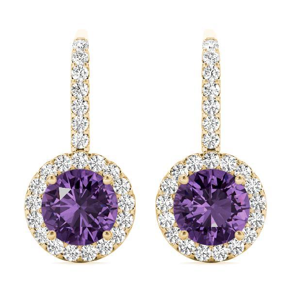Amethyst 0.56ct & Diamond 0.39ct Earrings - 14kt Gold