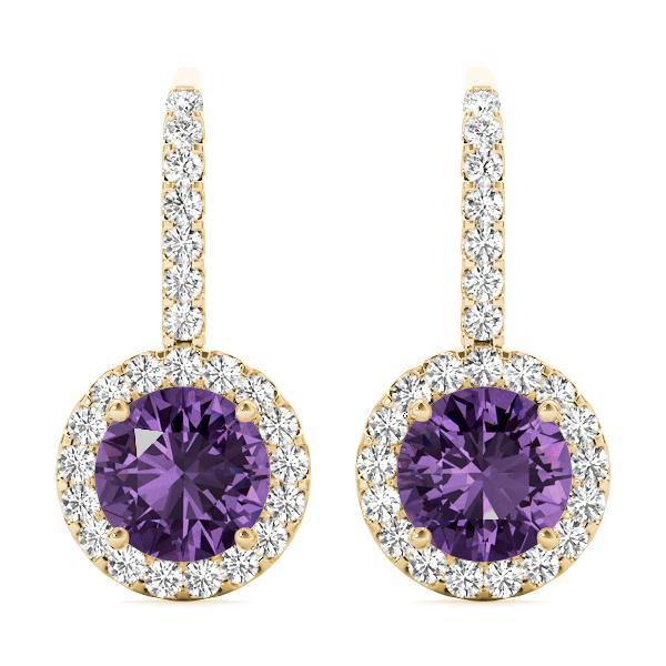 Amethyst 0.56ct & Diamond 0.39ct Earrings - 14kt Gold