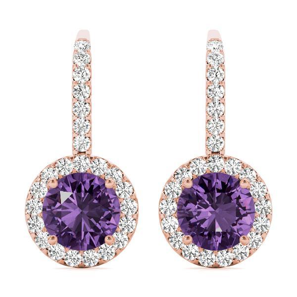 Amethyst 0.56ct & Diamond 0.39ct Earrings - 14kt Gold