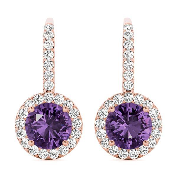 Amethyst 0.56ct & Diamond 0.39ct Earrings - 14kt Gold