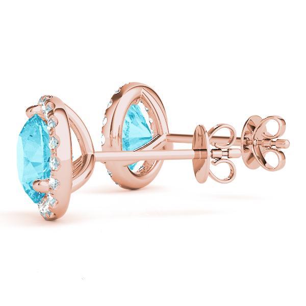 Blue Topaz 1.00ct & Diamond 0.24ct Earrings - 14kt Gold