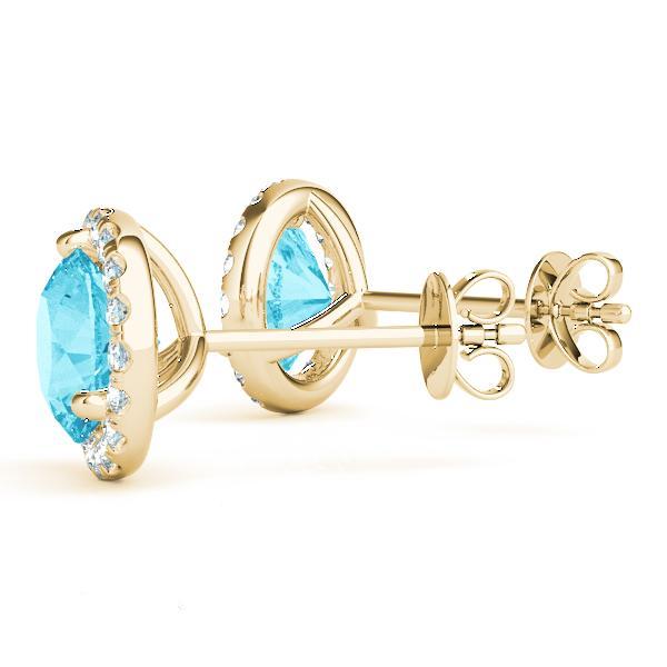 Blue Topaz 0.50ct & Diamond 0.21ct Earrings - 14kt Gold