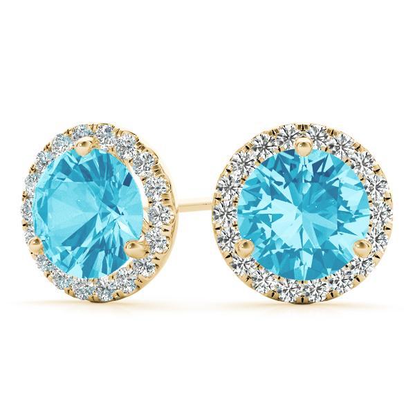 Blue Topaz 1.00ct & Diamond 0.24ct Earrings - 14kt Gold