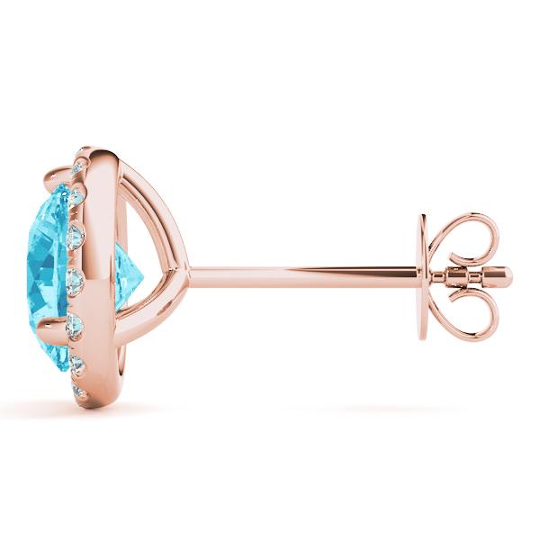 Blue Topaz 0.50ct & Diamond 0.21ct Earrings - 14kt Gold