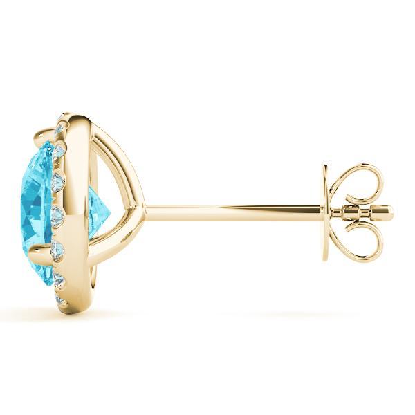 Blue Topaz 1.00ct & Diamond 0.24ct Earrings - 14kt Gold