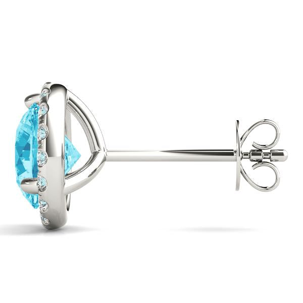 Blue Topaz 2.00ct & Diamond 0.46ct Earrings - 14kt Gold