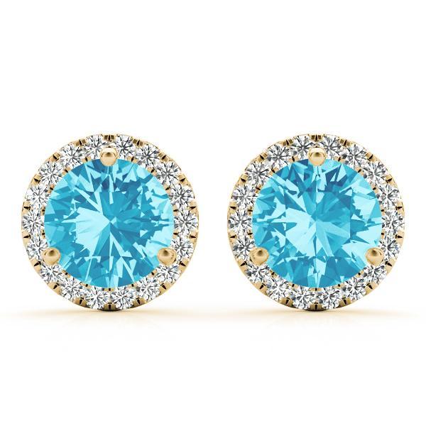 Blue Topaz 2.00ct & Diamond 0.46ct Earrings - 14kt Gold