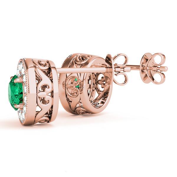 Emerald 1.07ct  & Diamond 0.41ct Earrings - 14kt Gold
