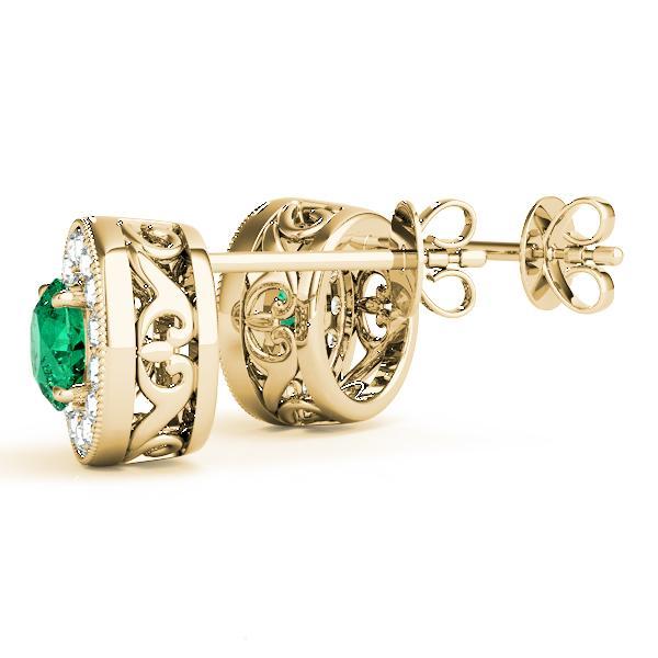 Emerald 2.16ct  & Diamond 0.44ct Earrings - 14kt Gold