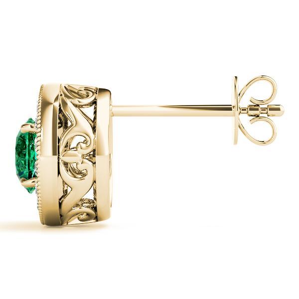 Emerald 2.16ct  & Diamond 0.44ct Earrings - 14kt Gold