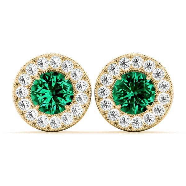 Emerald 1.07ct  & Diamond 0.41ct Earrings - 14kt Gold