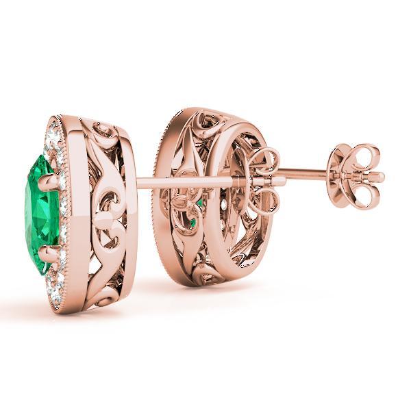 Emerald 1.00ct & Diamond 0.39ct Earrings - 14kt Gold