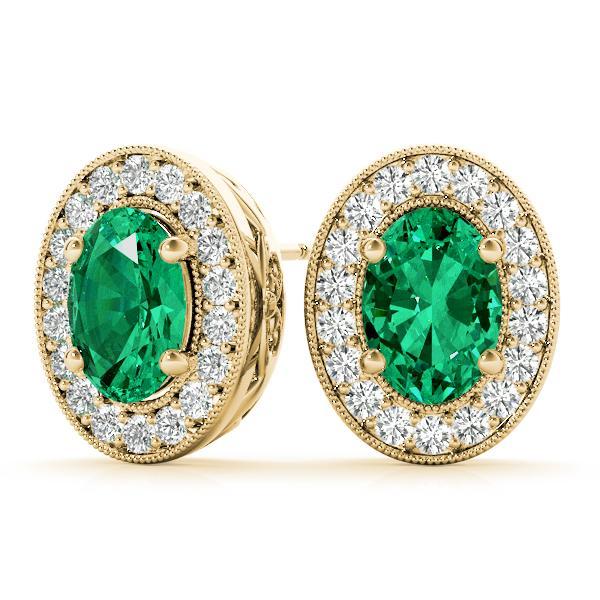 Emerald 1.00ct & Diamond 0.39ct Earrings - 14kt Gold