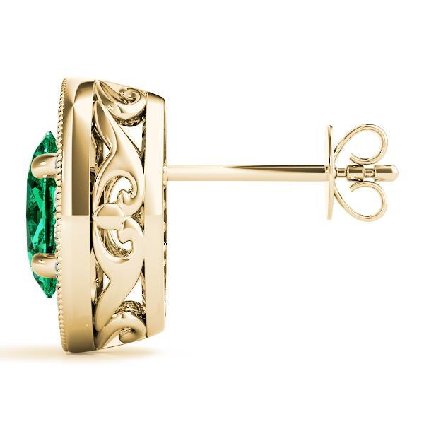 Emerald 1.00ct & Diamond 0.39ct Earrings - 14kt Gold