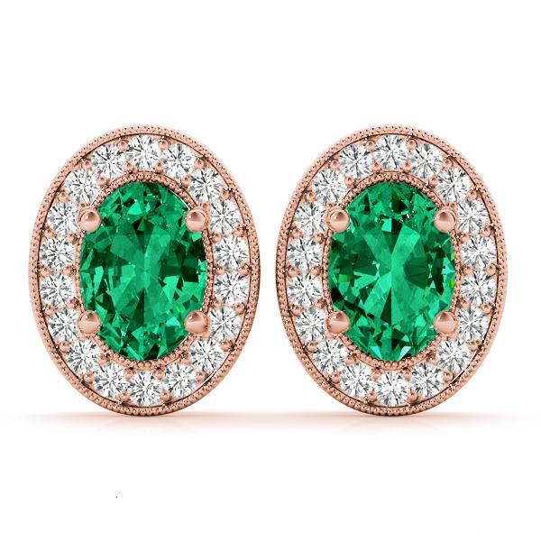 Emerald 1.00ct & Diamond 0.39ct Earrings - 14kt Gold