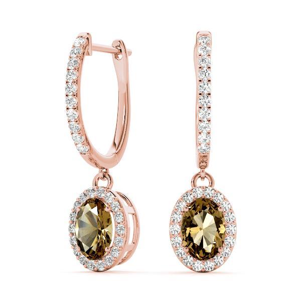 Smoky Topaz 1.04ct & Diamond 0.59ct Earrings - 14kt Gold