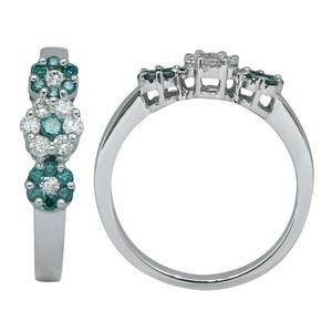 Blue and White Diamond Ring 1.00cttw 14kt Gold