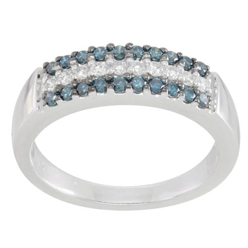 Blue and White Diamond Ring 0.72cttw 14kt Gold