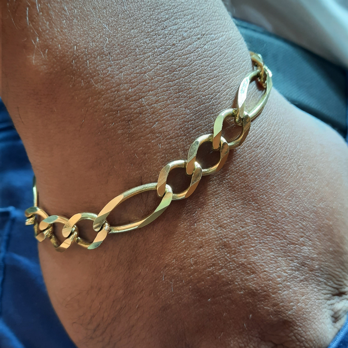 Figaro Link Bracelet 14kt 10MM 8"