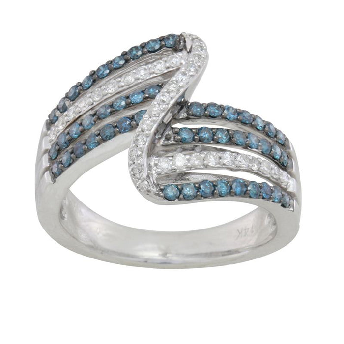 Blue and White Diamond Ring 1.00cttw 14kt Gold