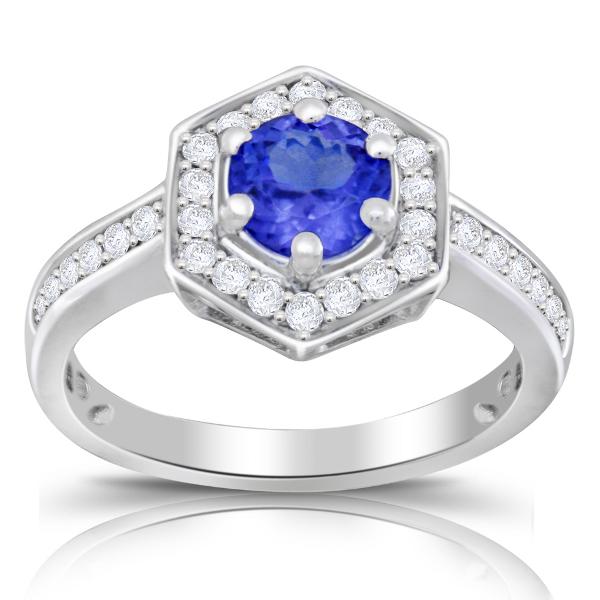 Tanzanite 0.85 ct tw Ring with 0.36 ct tw Diamonds in 14kt Gold