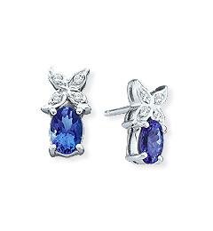 Tanzanite 1.20 ct tw earrings with 0.80 ct tw Diamonds & 14kt Gold