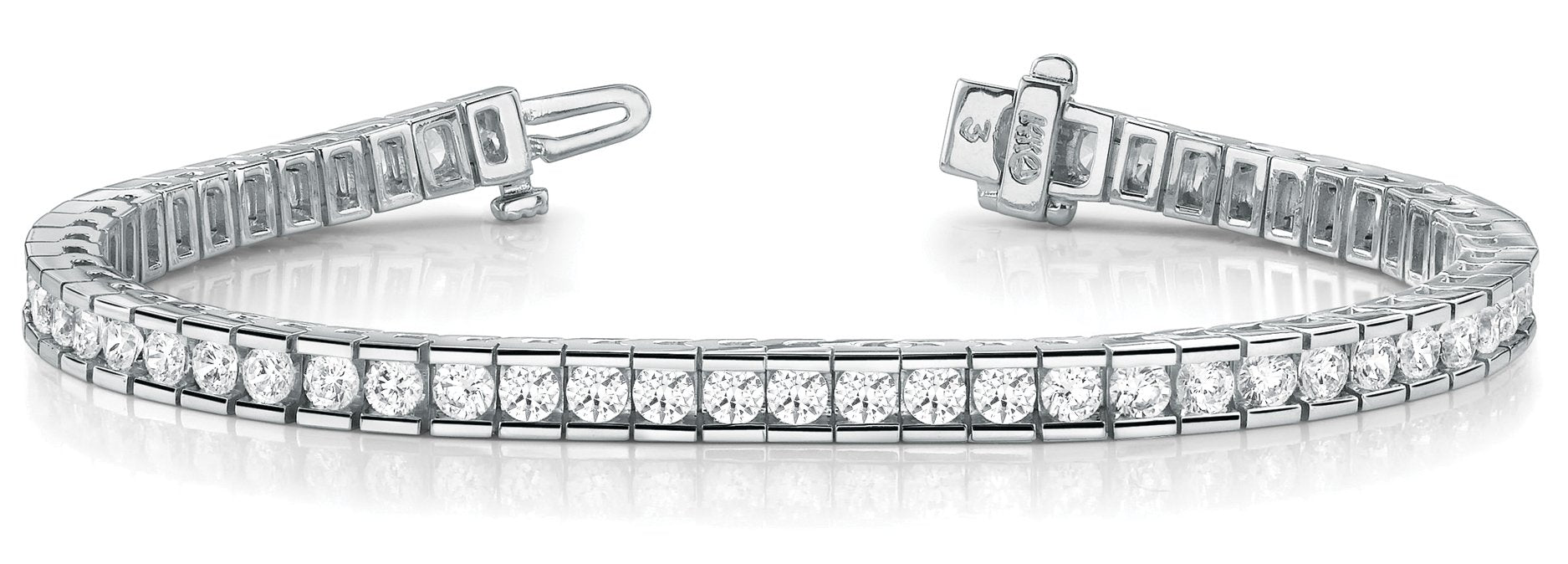 Line Diamond Bracelet 3.31ct tw Ladies - 14kt White Gold