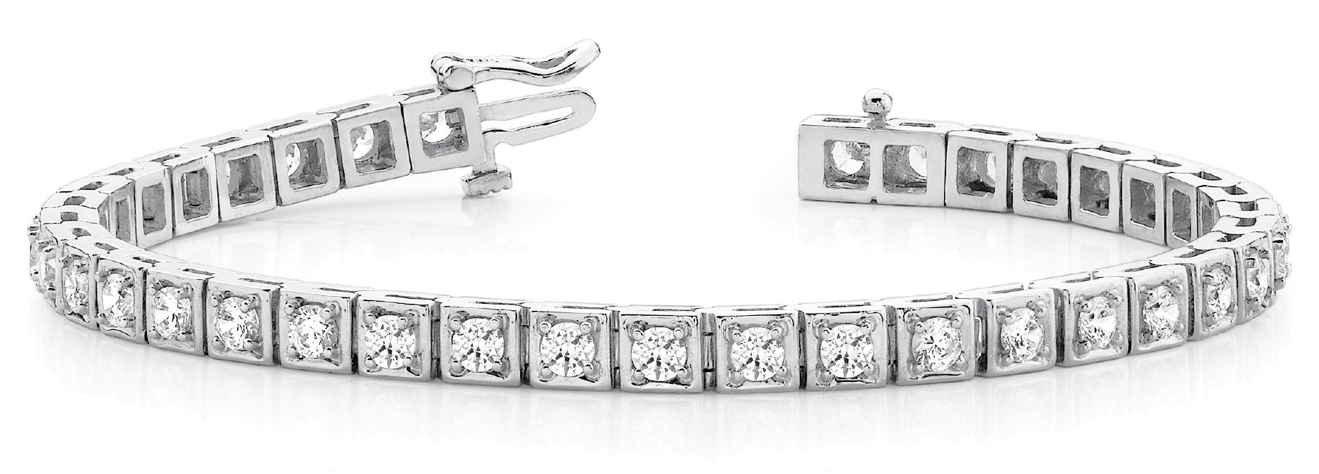 Line Diamond Bracelet 4.42ct tw Ladies - 14kt White Gold