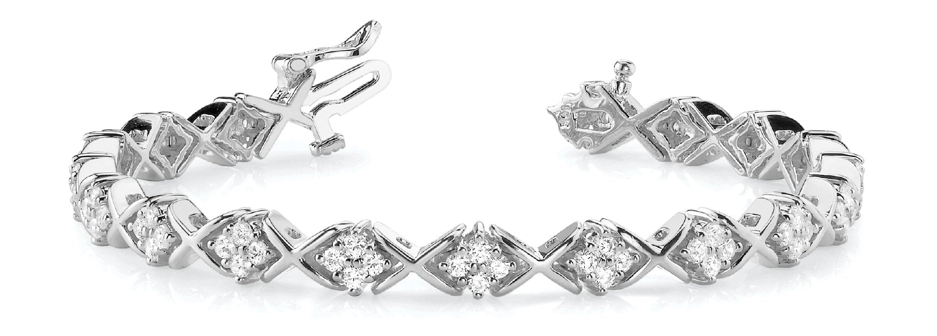 Fancy Diamond Bracelet Ladies 3.07ct tw - 14kt White Gold