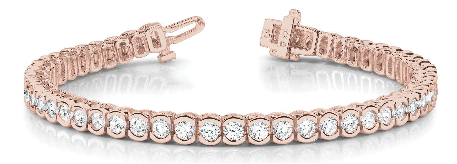 Line Diamond Bracelet 3.11ct tw Ladies - 14kt Rose Gold