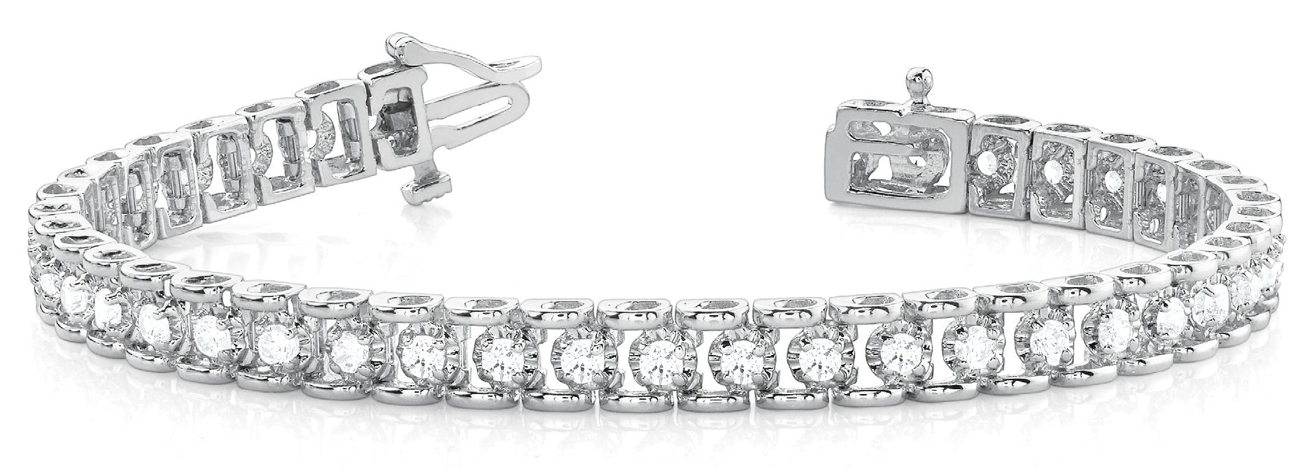 Line Diamond Bracelet 1.91ct tw Ladies - 14kt White Gold