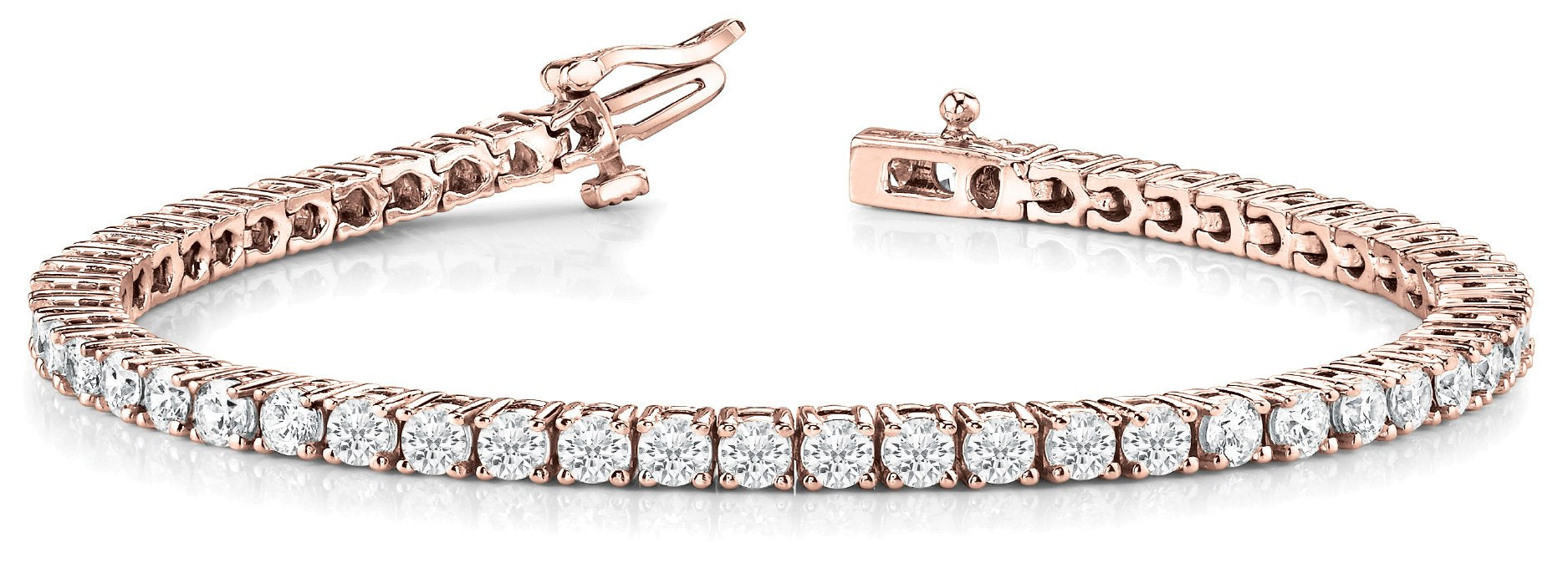 Line Diamond Bracelet 9.84ct tw Ladies - 14kt Rose Gold