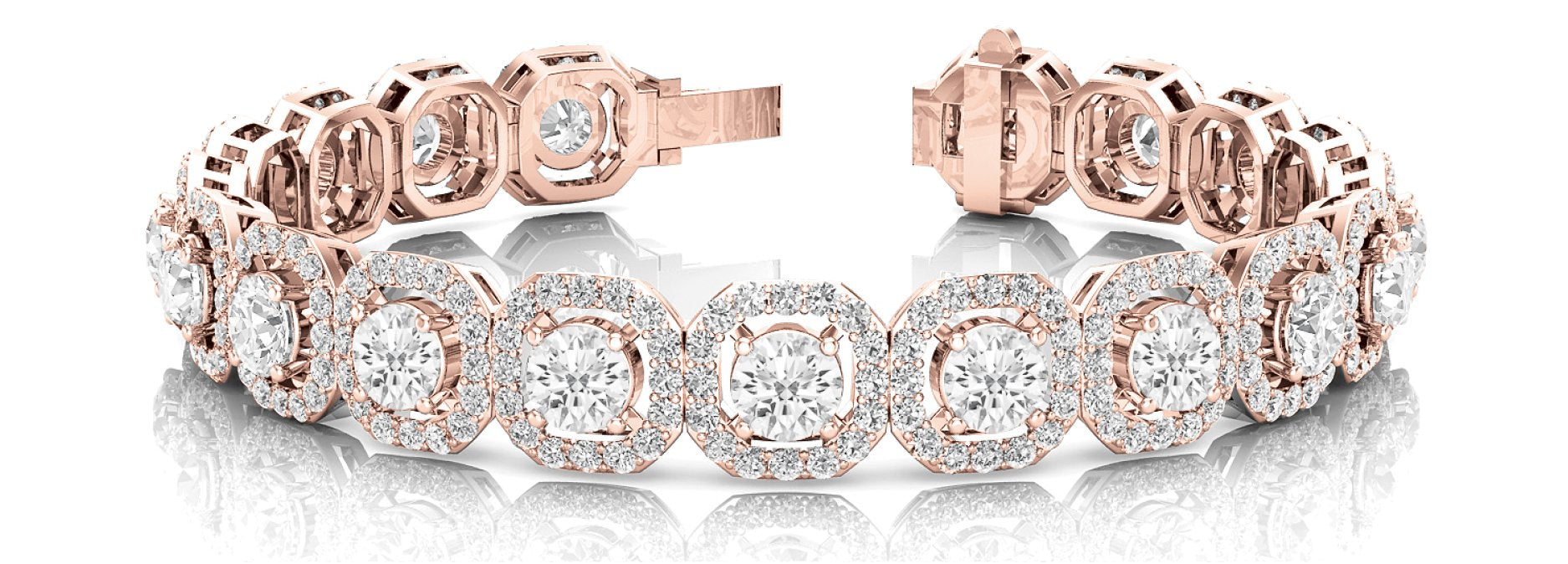 Fancy Diamond Bracelet Ladies 14.82ct tw - 14kt Rose Gold