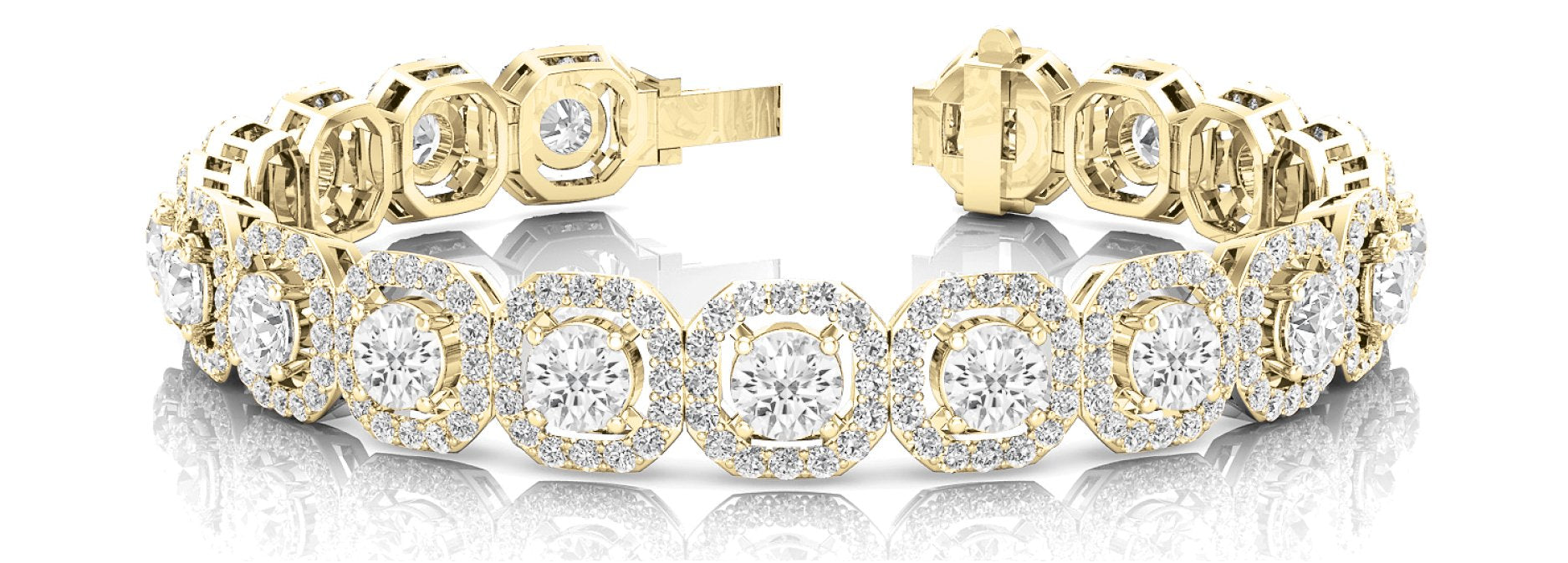 Fancy Diamond Bracelet Ladies 14.82ct tw - 14kt Yellow Gold