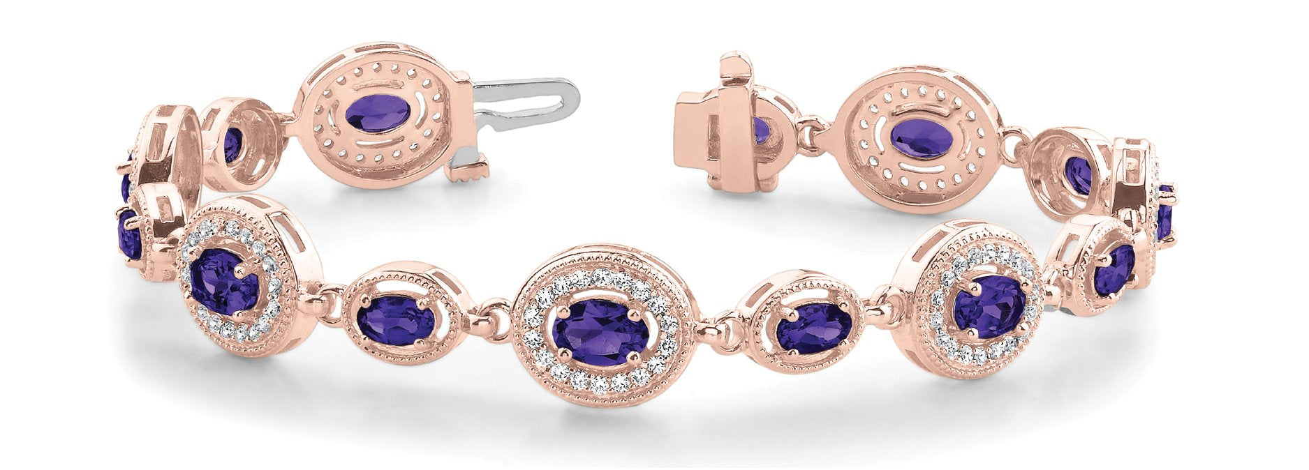 Sapphire 7.45ct & Diamond 1.42ct Bracelet - 14kt Rose Gold