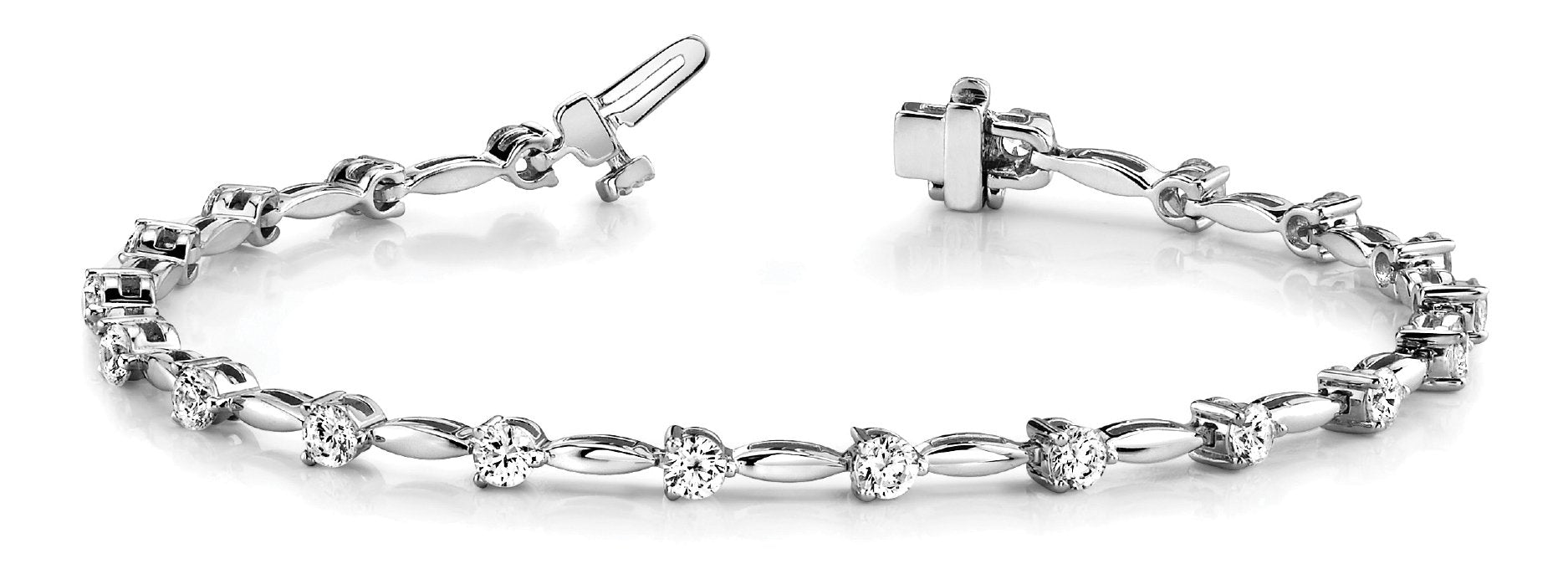 Fancy Diamond Bracelet Ladies 2.36ct tw - 14kt White Gold