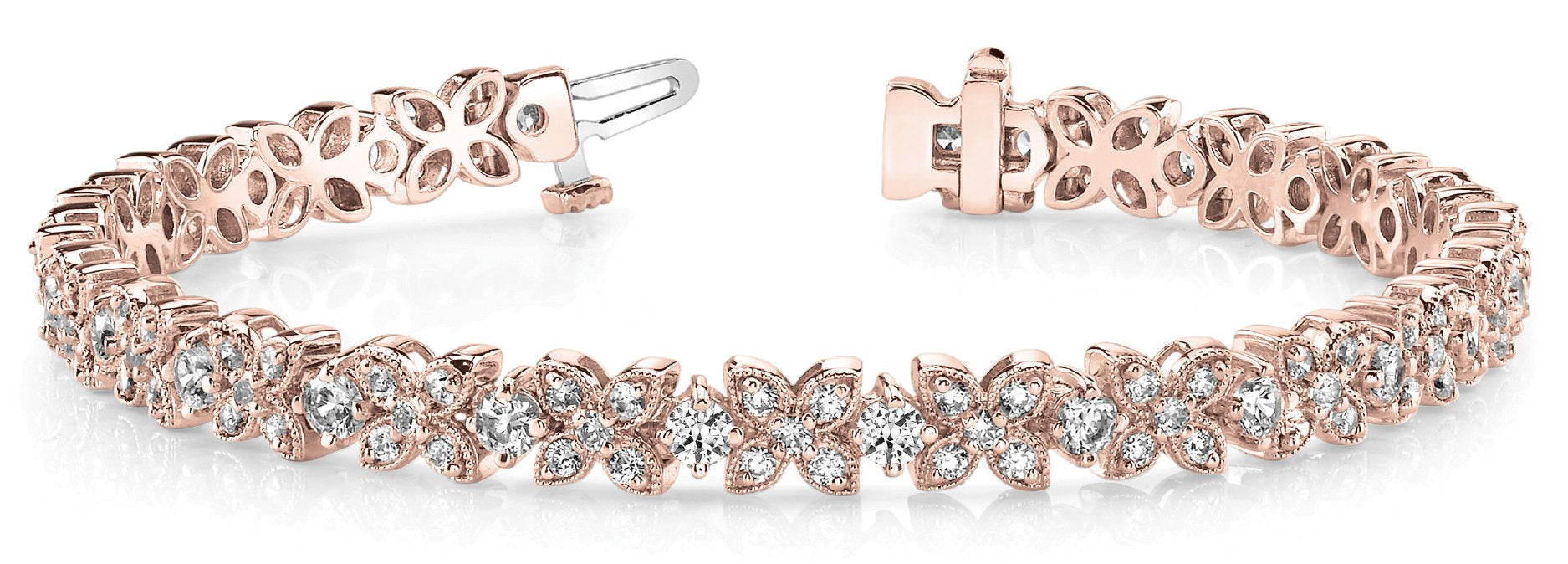 Fancy Diamond Bracelet Ladies 4.17ct tw - 14kt Rose Gold