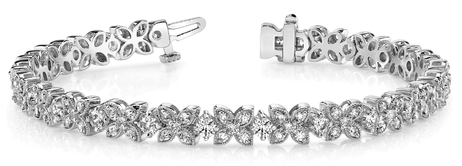 Fancy Diamond Bracelet Ladies 4.17ct tw - 14kt White Gold