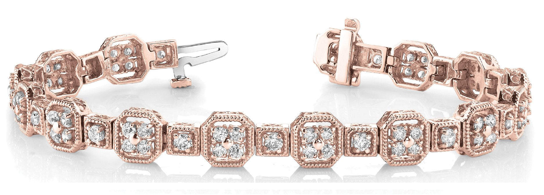 Fancy Diamond Bracelet Ladies 3.97ct tw - 14kt Rose Gold