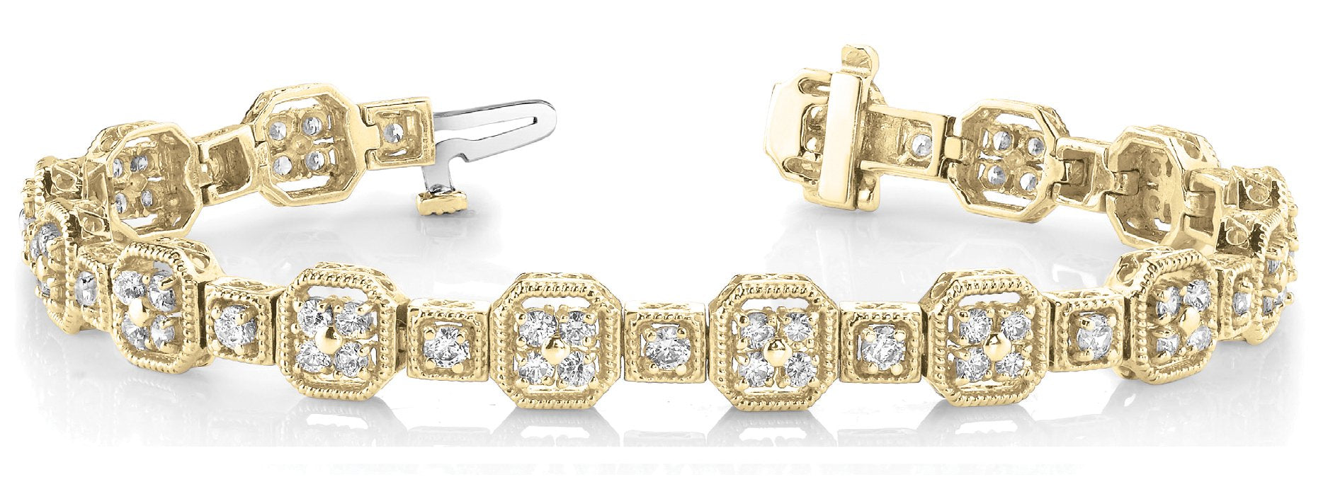 Fancy Diamond Bracelet Ladies 3.97ct tw - 14kt Yellow Gold
