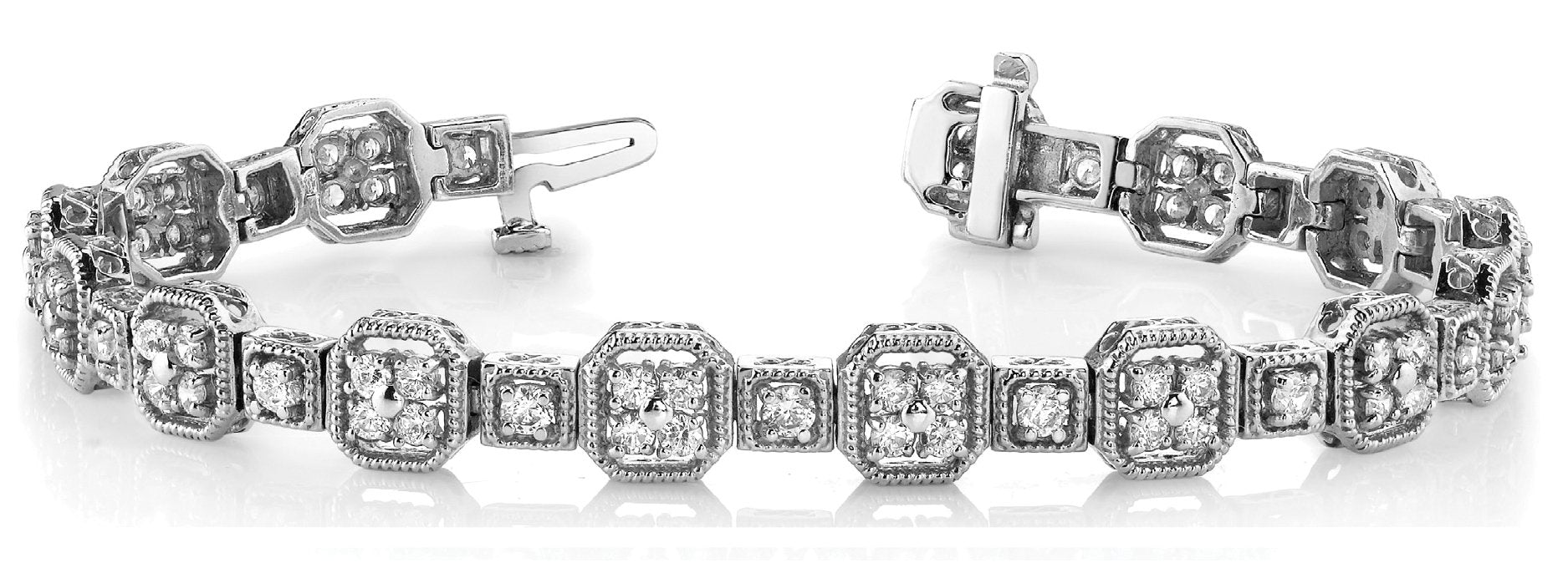 Fancy Diamond Bracelet Ladies 3.97ct tw - 14kt White Gold