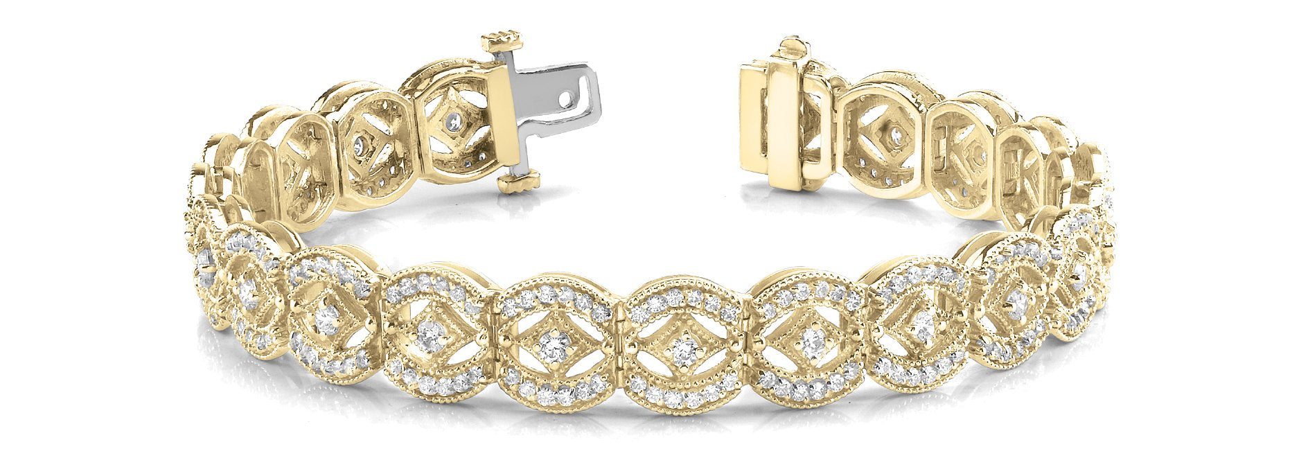 Fancy Diamond Bracelet Ladies 3.74ct tw - 14kt Yellow Gold